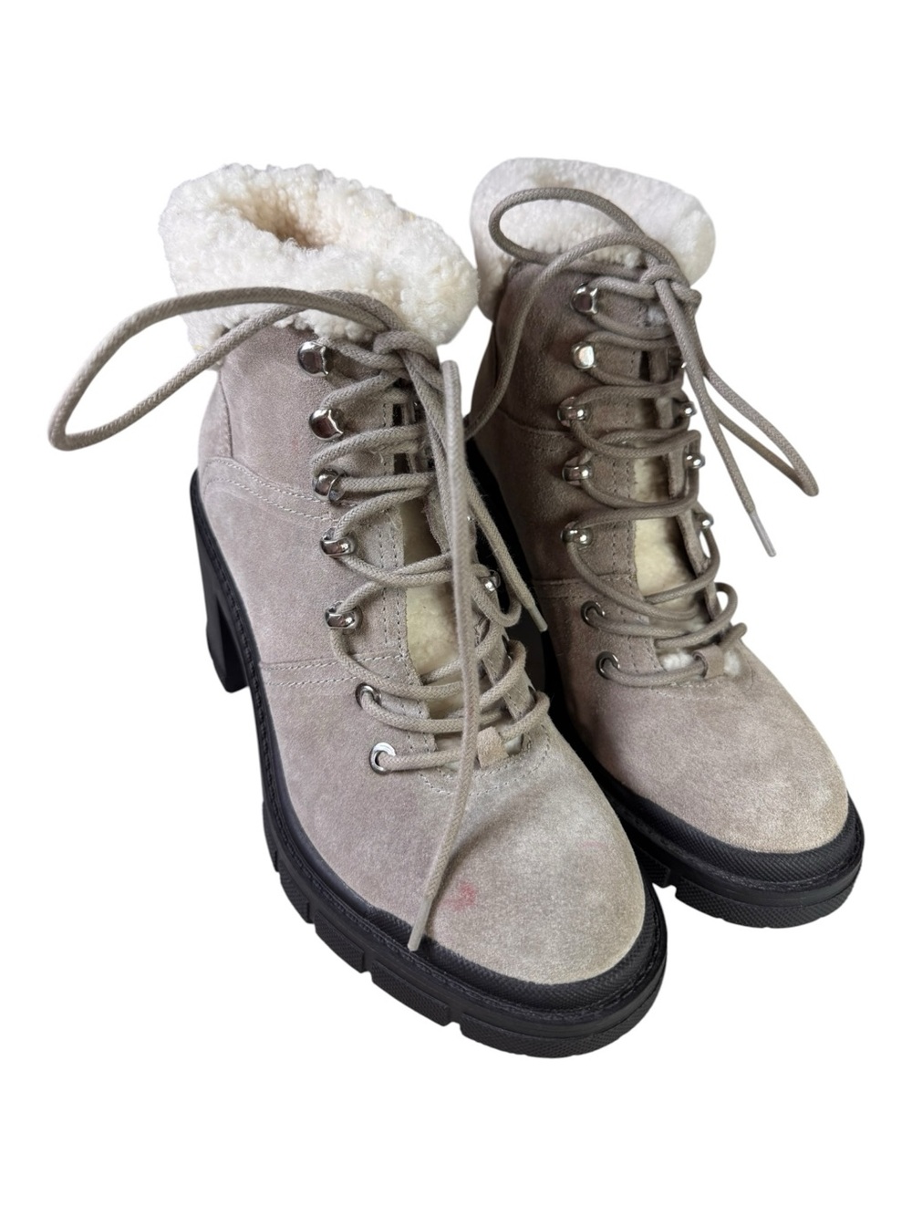 Marc Fisher LTD Vacinta Gray Suede Shearling Boots 8M